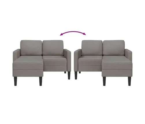 2-Kohaline Diivan Koos Diivaniga L-Kujuline Taupe 125 Cm Kangas