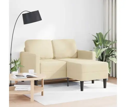 2-Vietė Sofa Su L Formos Kreminiu 125 Cm Audiniu