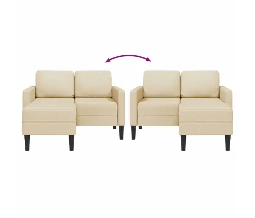 2-Vietė Sofa Su L Formos Kreminiu 125 Cm Audiniu