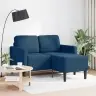 2-Vietīgs Dīvāns Ar Krēslu L-Veida Zils 125 Cm Audums Vidaxl 2-Vietīgs Dīvāns Ar Krēslu L-Veida Zils 125 Cm Audums Vidaxl