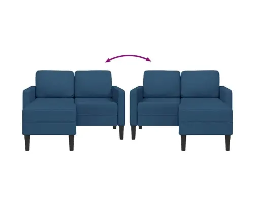 2-Vietīgs Dīvāns Ar Krēslu L-Veida Zils 125 Cm Audums Vidaxl 2-Vietīgs Dīvāns Ar Krēslu L-Veida Zils 125 Cm Audums Vidaxl