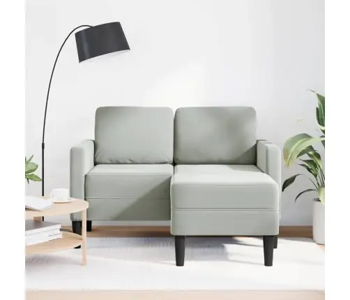 2-Vietīgs Dīvāns Ar Krēslu L-Veida Gaiši Pelēks 125 Cm Samts Vidaxl