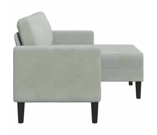 2-Vietīgs Dīvāns Ar Krēslu L-Veida Gaiši Pelēks 125 Cm Samts Vidaxl