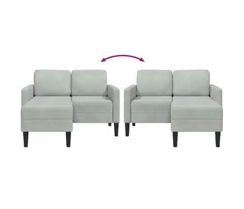 2-Vietīgs Dīvāns Ar Krēslu L-Veida Gaiši Pelēks 125 Cm Samts Vidaxl