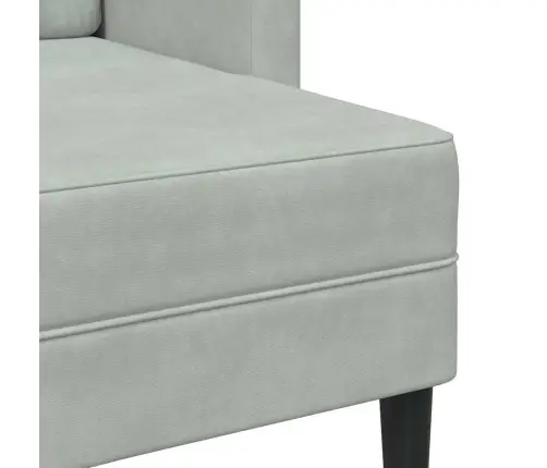 2-Vietīgs Dīvāns Ar Krēslu L-Veida Gaiši Pelēks 125 Cm Samts Vidaxl