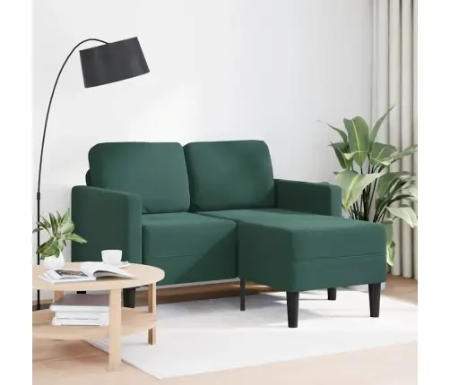 2-Vietīgs Dīvāns Ar Krēslu L-Veida Tumši Zaļš 125 Cm Samts Vidaxl