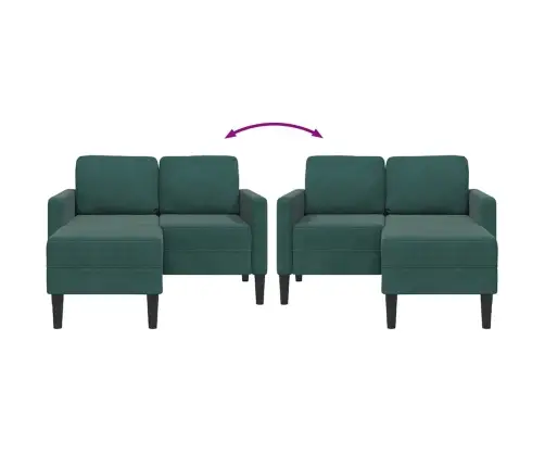 2-Vietīgs Dīvāns Ar Krēslu L-Veida Tumši Zaļš 125 Cm Samts Vidaxl