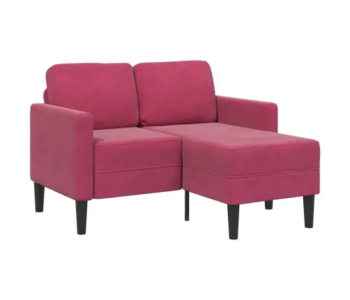 2-Vietīgs Dīvāns Ar Krēslu L-Veida Vīna Sarkans 125 Cm Samts Vidaxl