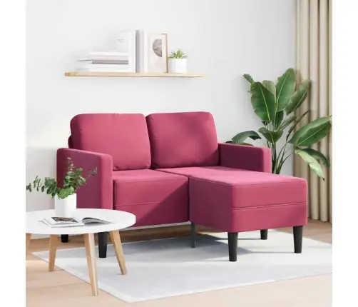 2-Vietīgs Dīvāns Ar Krēslu L-Veida Vīna Sarkans 125 Cm Samts Vidaxl