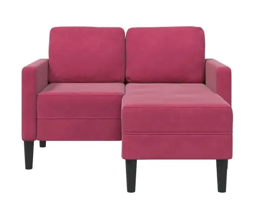 2-Vietīgs Dīvāns Ar Krēslu L-Veida Vīna Sarkans 125 Cm Samts Vidaxl