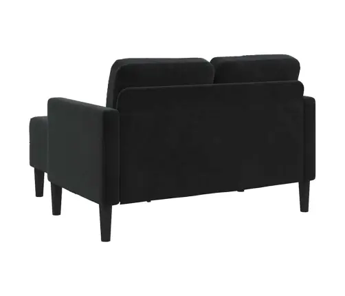 2-Vietīgs Dīvāns Ar Krēslu L-Veida Melns 125 Cm Samts Vidaxl