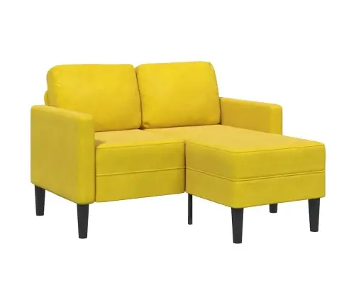 2-Vietīgs Dīvāns Ar Kušeti L-Veida Dzeltens 125 Cm Samts Vidaxl