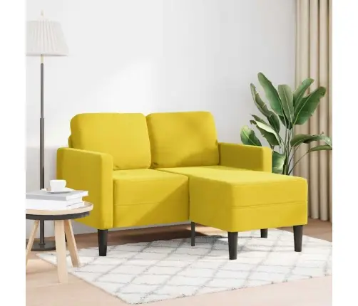 2-Vietīgs Dīvāns Ar Kušeti L-Veida Dzeltens 125 Cm Samts Vidaxl