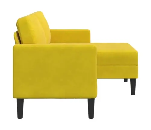 2-Vietīgs Dīvāns Ar Kušeti L-Veida Dzeltens 125 Cm Samts Vidaxl