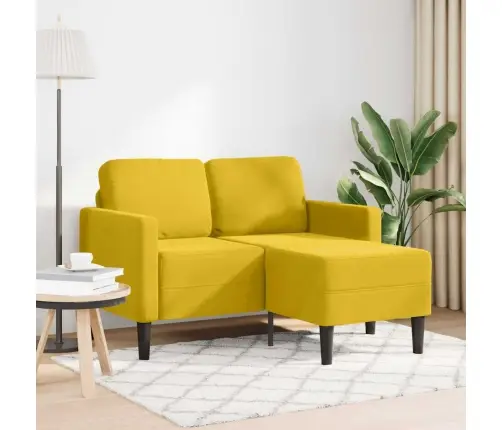 Dvivietė Sofa Su Gultu L Formos Geltona 125 Cm Aksomas