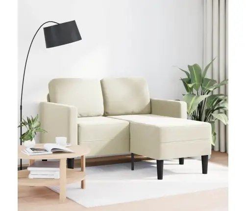 2-Vietīgs Dīvāns Ar Krēslu L-Veida Krēms 125 Cm Samts Vidaxl