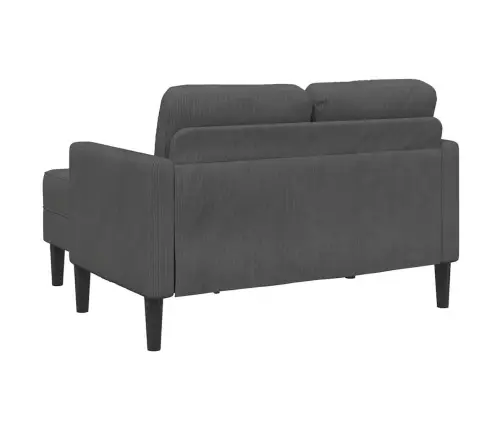 2-Vietīgs Dīvāns Ar Krēslu L-Veida Tumši Pelēks 125 Cm Veļa Vidaxl
