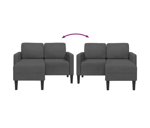 2-Vietīgs Dīvāns Ar Krēslu L-Veida Tumši Pelēks 125 Cm Veļa Vidaxl