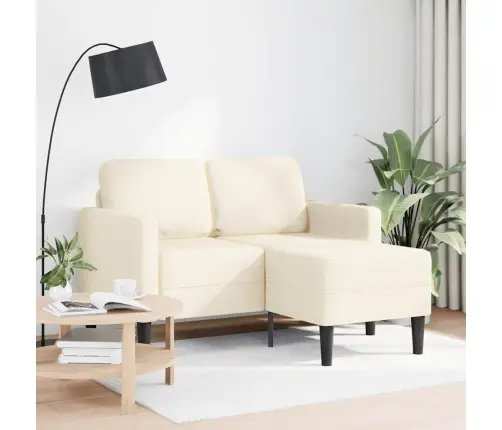 2-Vietīgs Dīvāns Ar L-Veida Krēmkrāsas Krēslu 125 Cm Veļa Vidaxl