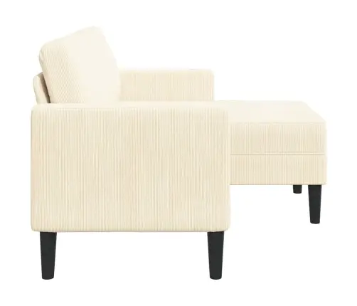 2-Vietīgs Dīvāns Ar L-Veida Krēmkrāsas Krēslu 125 Cm Veļa Vidaxl