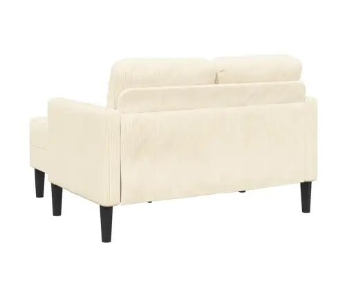 2-Vietīgs Dīvāns Ar L-Veida Krēmkrāsas Krēslu 125 Cm Veļa Vidaxl