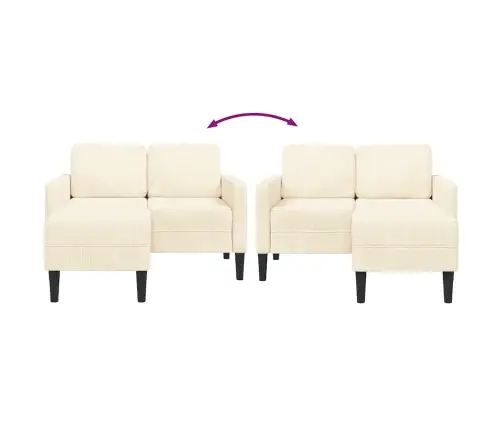 2-Vietīgs Dīvāns Ar L-Veida Krēmkrāsas Krēslu 125 Cm Veļa Vidaxl