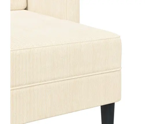 2-Vietīgs Dīvāns Ar L-Veida Krēmkrāsas Krēslu 125 Cm Veļa Vidaxl