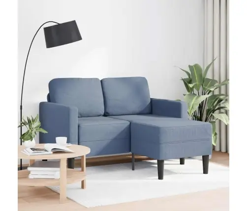 2-Vietīgs Dīvāns Ar Kušeti L-Veida Blue 125 Cm Lina Vidaxl