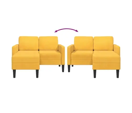 Dvivietė Sofa Su Gultu L Formos Šviesiai Geltona 125Cm Patalynė