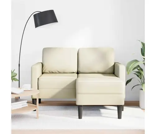 2-Vietīgs Dīvāns Ar L-Veida Krēmkrāsas Krēslu Mākslīgā Āda Vidaxl