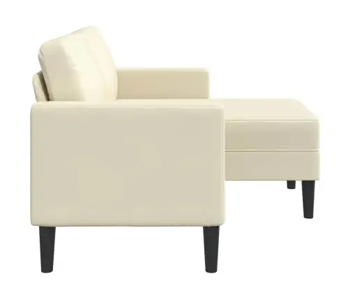 2-Vietīgs Dīvāns Ar L-Veida Krēmkrāsas Krēslu Mākslīgā Āda Vidaxl