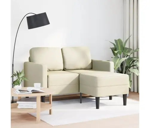 2-Vietīgs Dīvāns Ar L-Veida Krēmkrāsas Krēslu Mākslīgā Āda Vidaxl