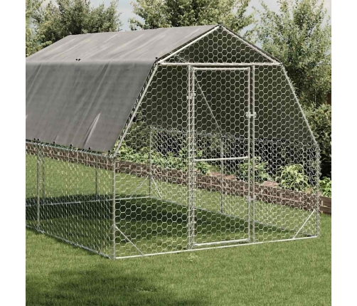 Vištienos Bėgimas Su Stogu 2,5X4X2,25 M Cinkuoto Plieno