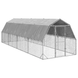 Vištienos Bėgimas Su Stogu 2,5X8X2,25 M Cinkuoto Plieno