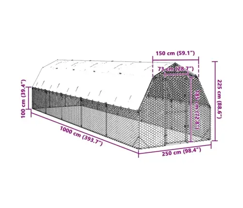 Vistas Skrējiens Ar Jumtu, 2,5X10X2,25 M, Cinkots Tērauds Vidaxl
