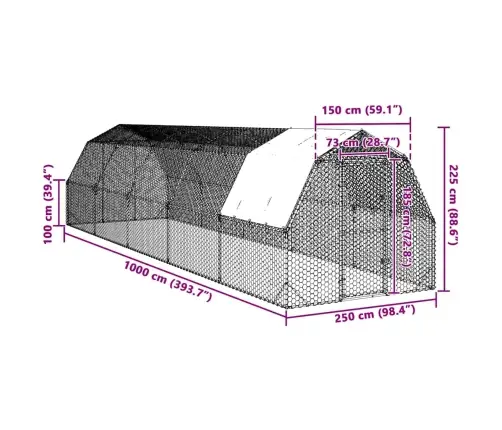 Vistas Skrējiens Ar Jumtu, 2,5X10X2,25 M, Cinkots Tērauds Vidaxl