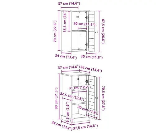 Vannitoa Mööbleset Vigo 2 Pcs Valge Ja Antiikvalge Männipuit