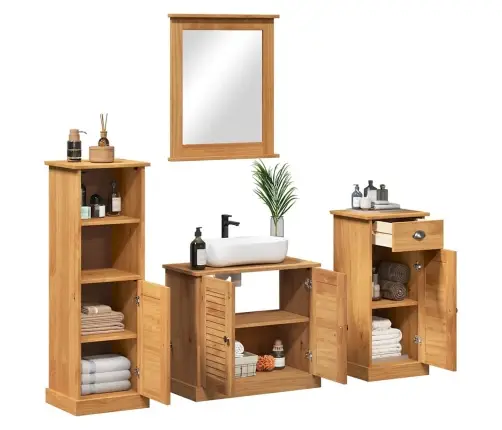 Vannitoa Mööbleset Uksega Vigo 4 Pcs Meepruun 37 X 34 X 110 Cm