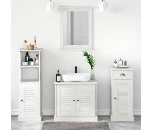 Vannas Istabas Mēbeļu Komplekts Ar Atvilktni Ar Plauktu 3 Pcs Antīki Balta Vidaxl