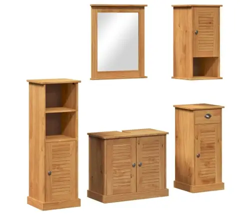 Vannas Istabas Mēbeļu Komplekts Ar Atvilktni Ar Plauktu 5 Pcs Medus Brūna Vidaxl