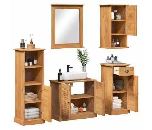 Vannas Istabas Mēbeļu Komplekts Ar Atvilktni Ar Plauktu 5 Pcs Medus Brūna Vidaxl