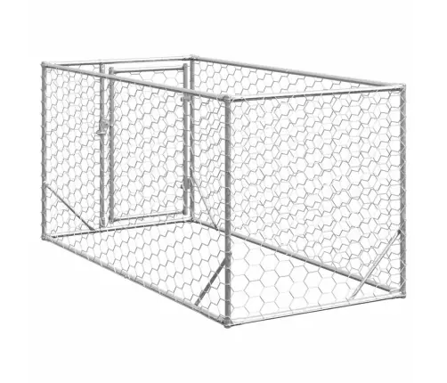 Āra Suņu Voljērs Ar Durvīm, 2X1X1 M, Cinkots Tērauds Vidaxl