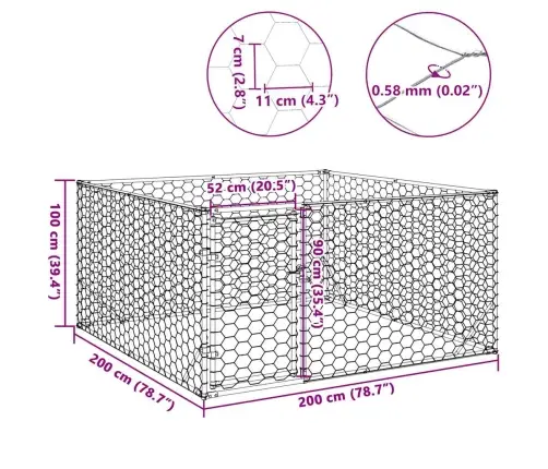 Koerakuut Uksega 2 X 2 X 1 M, Tsingitud Terasest