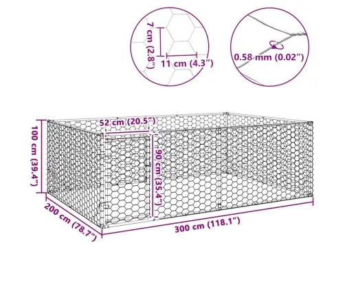 Õue Koerakuut Uksega 3 X 2 X 1 M, Tsingitud Terasest
