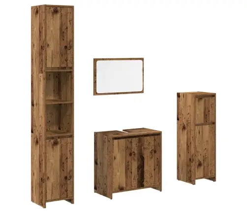 4-Osaline Vannitoa Mööblikomplekt, Vana Puit, Tehispuit