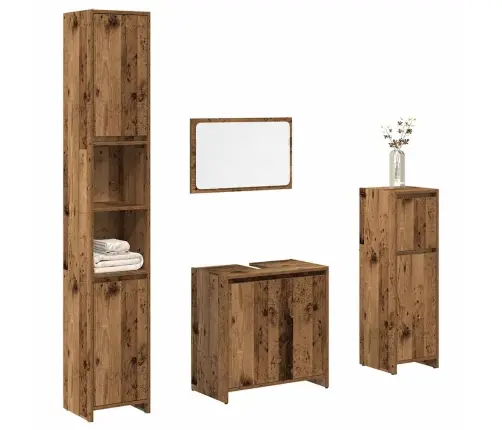 4-Osaline Vannitoa Mööblikomplekt, Vana Puit, Tehispuit