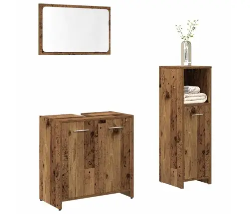3-Daļīgs Vannasistabas Mēbeļu Komplekts, Veca Koka, Koks Vidaxl
