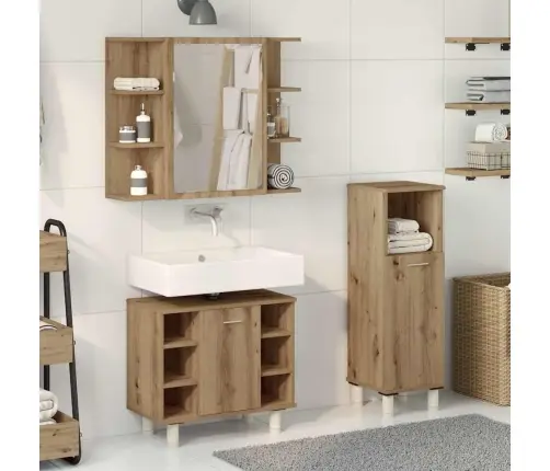 3-Osaline Vannitoa Mööblikomplekt, Kunsttamm, Tehispuit