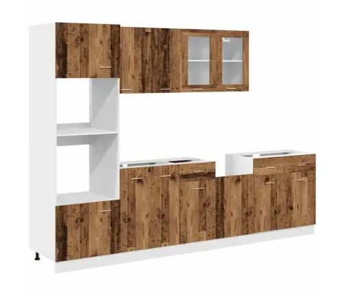 7-Osaline Köögikappide Komplekt "Lyon", Vanast Puidust Tehispuit