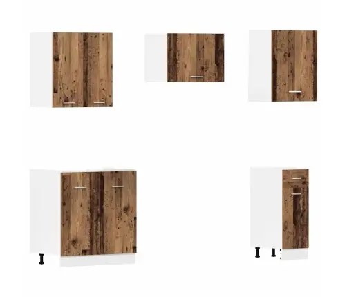 11-Osaline Köögikappide Komplekt "Lyon", Vanast Puidust, Töödeldud Puit